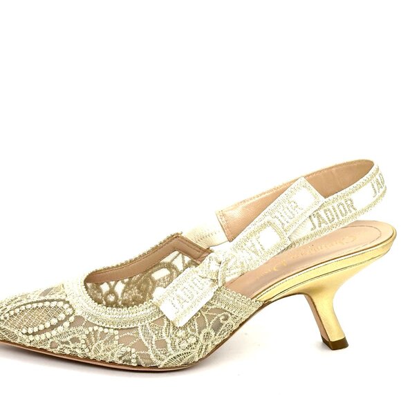 DIOR J'ADIOR Butterfly Macrame Embroidered Slingback Sandals Heels Pumps - Picture 3 of 15
